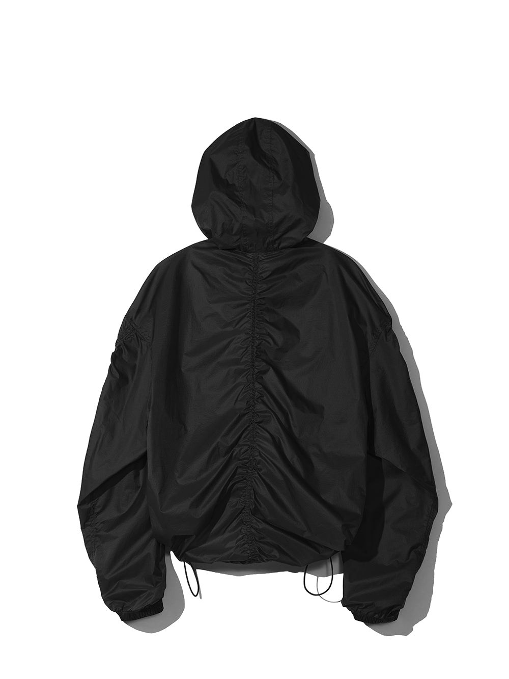 Partimento - Puckering Sheer Hood Zip-up Black