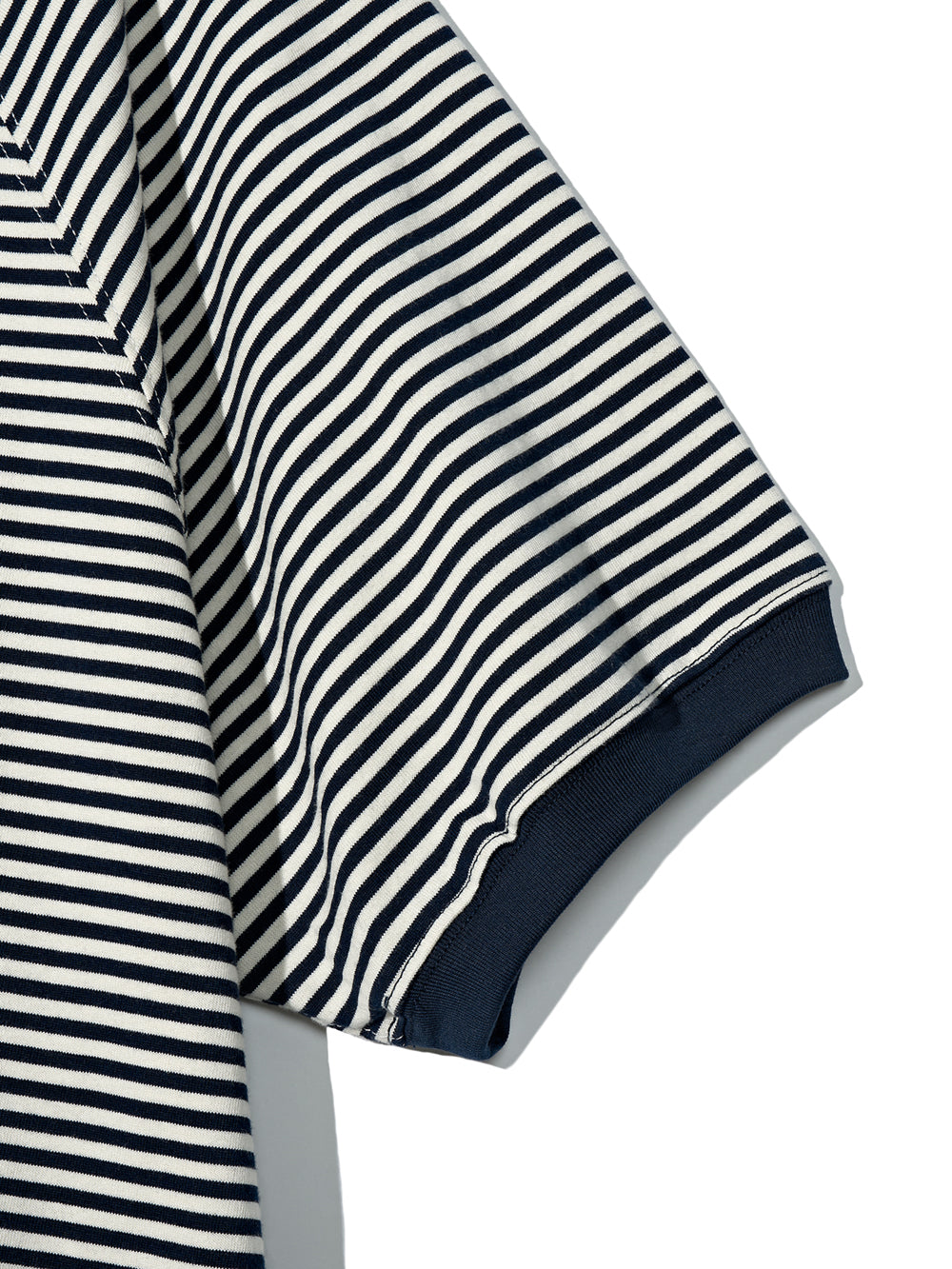 Partimento Stripe Pullover Half Tee - Navy