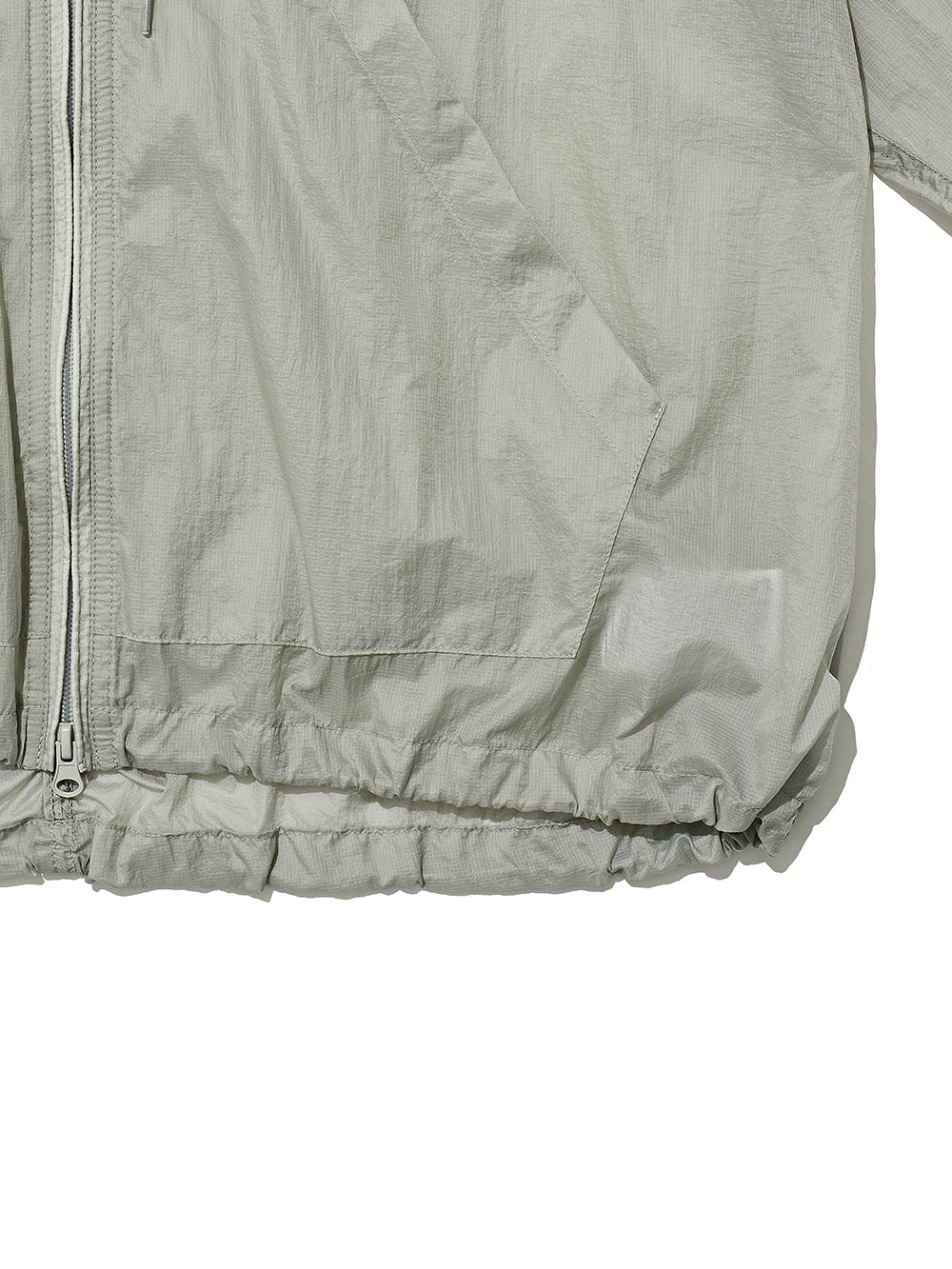Partimento - Puckering Sheer Hood Zip-up Gray