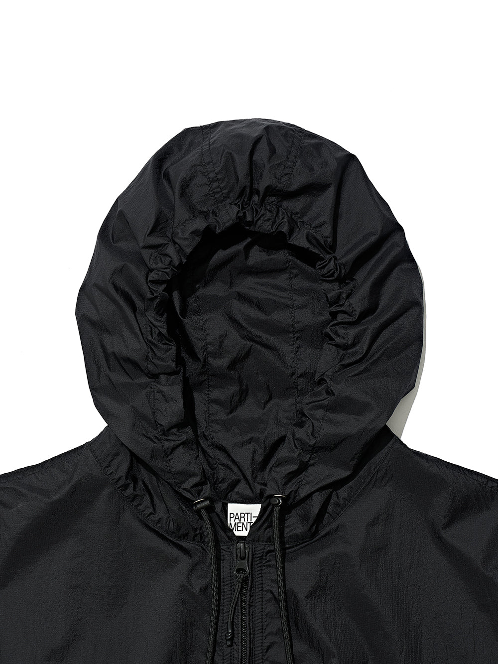 Partimento - Puckering Sheer Hood Zip-up Black
