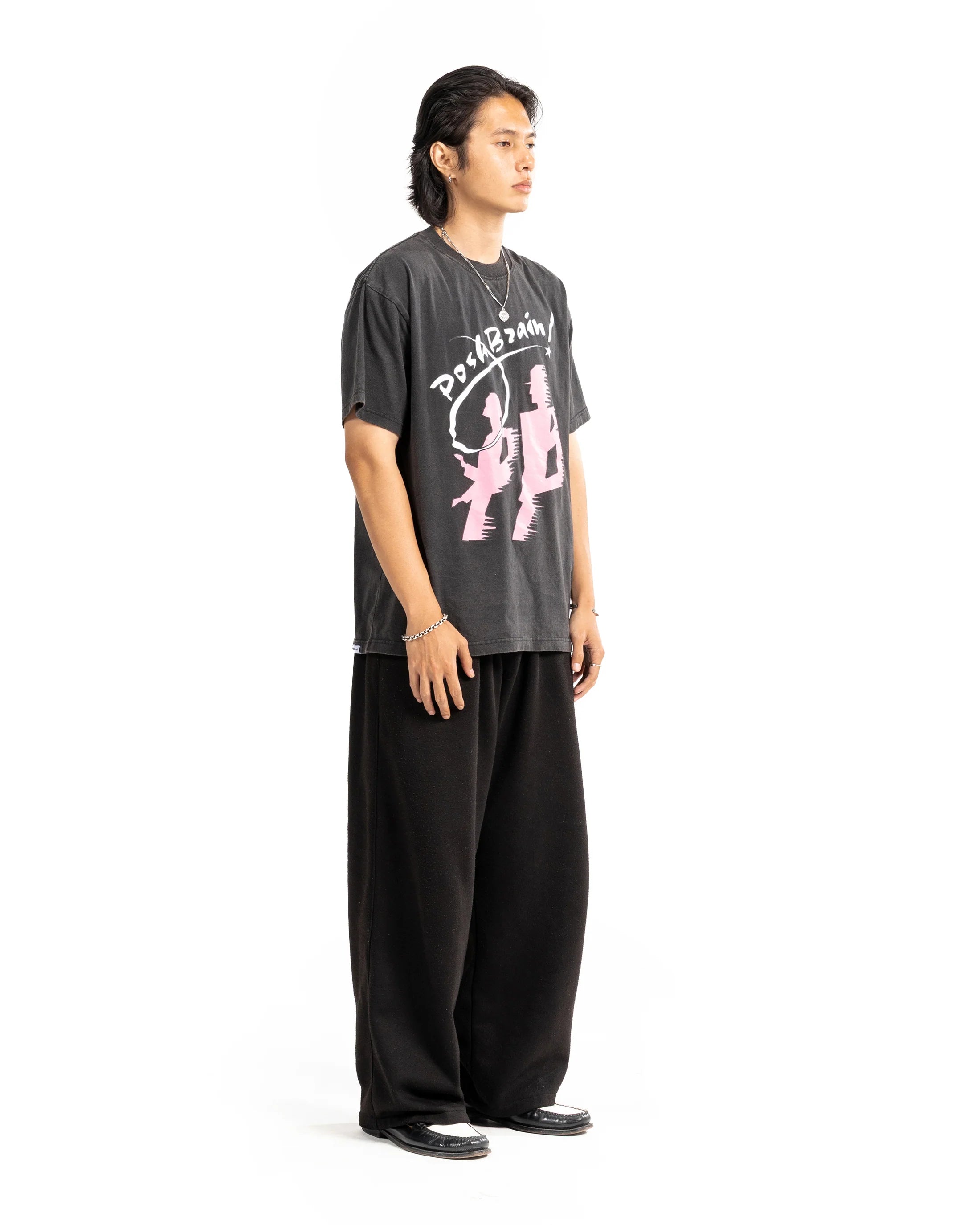 POSHBRAIN SEINS WASHED TEE - GRAY WASHED