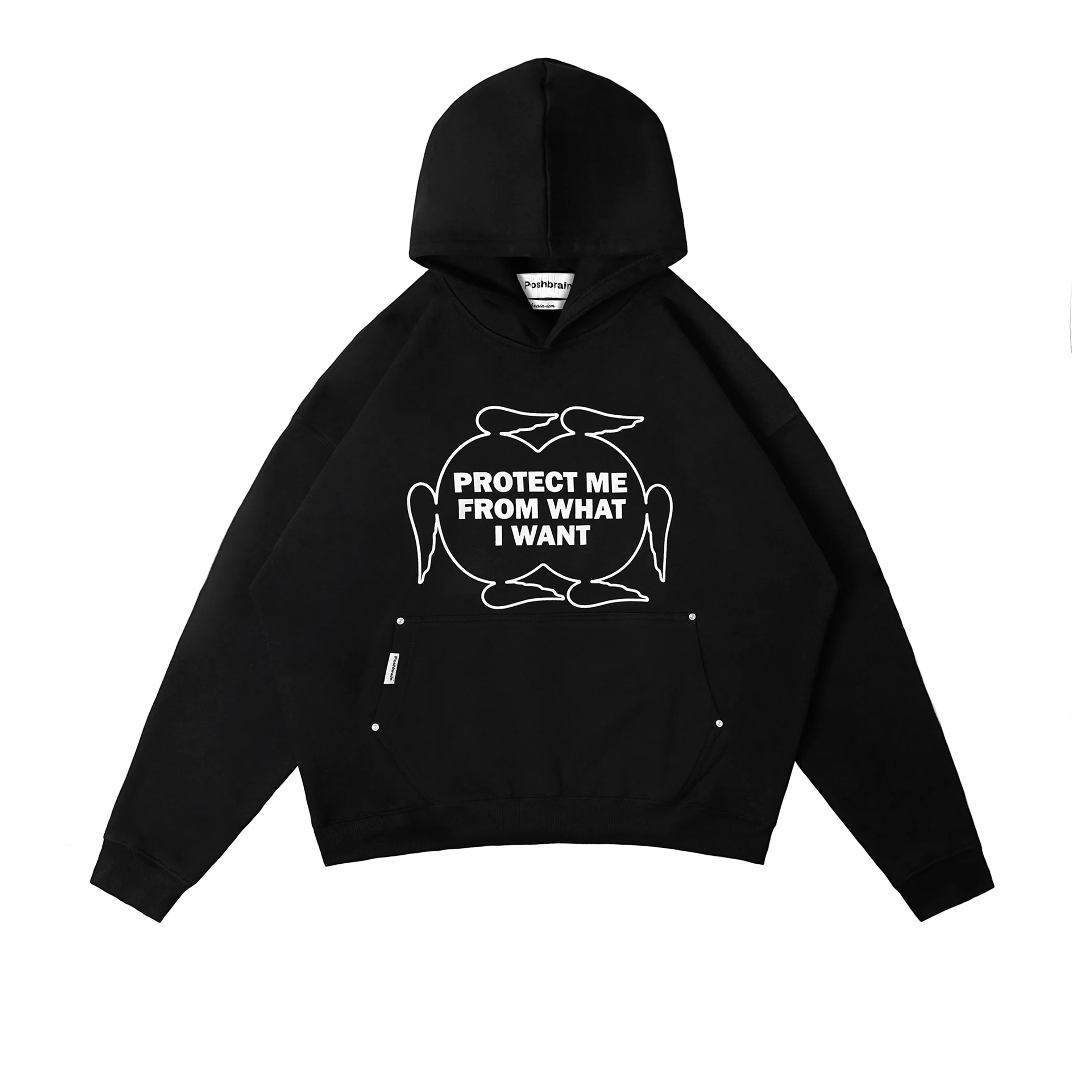 POSHBRAIN HOLZER HOODIE - BLACK
