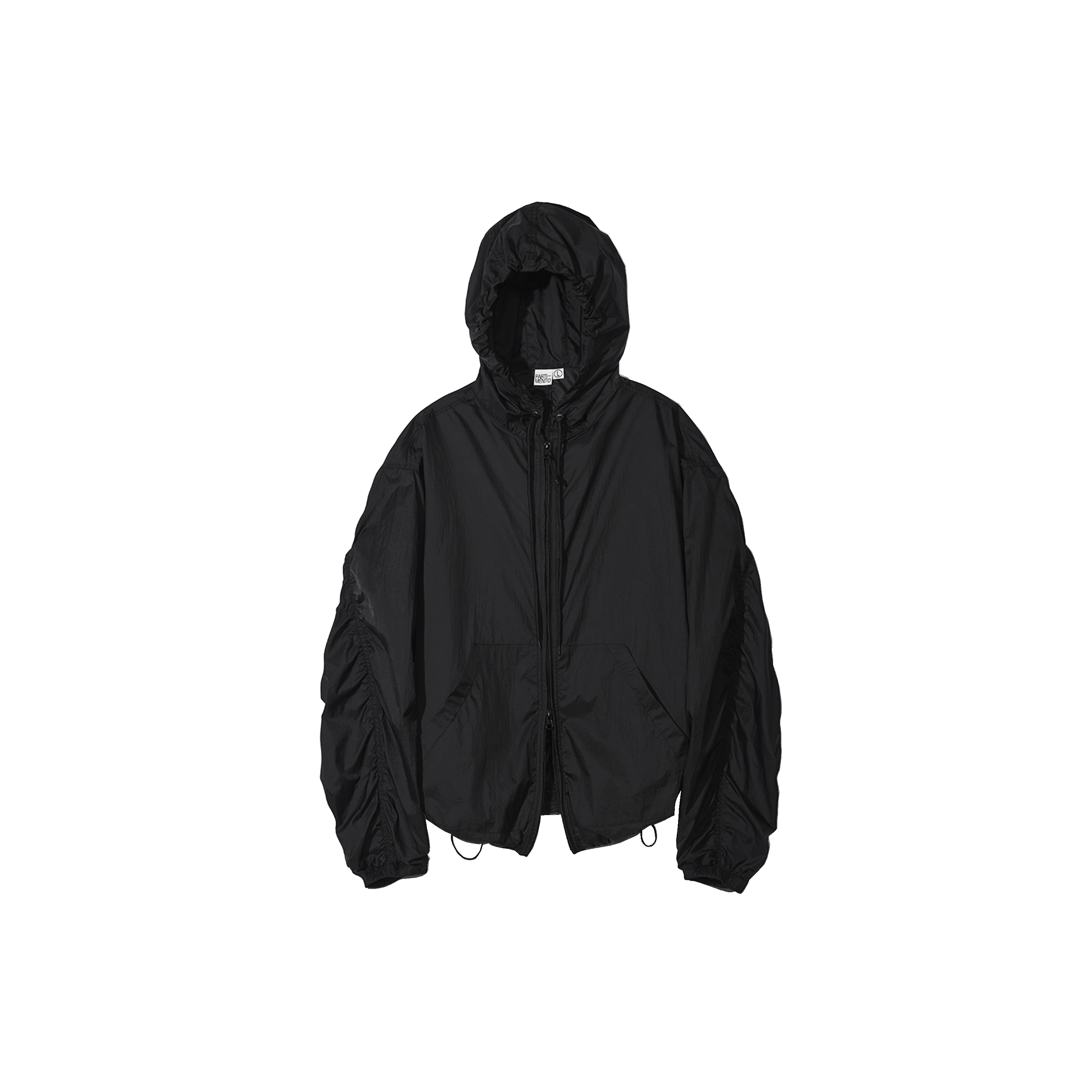 Partimento - Puckering Sheer Hood Zip-up Black