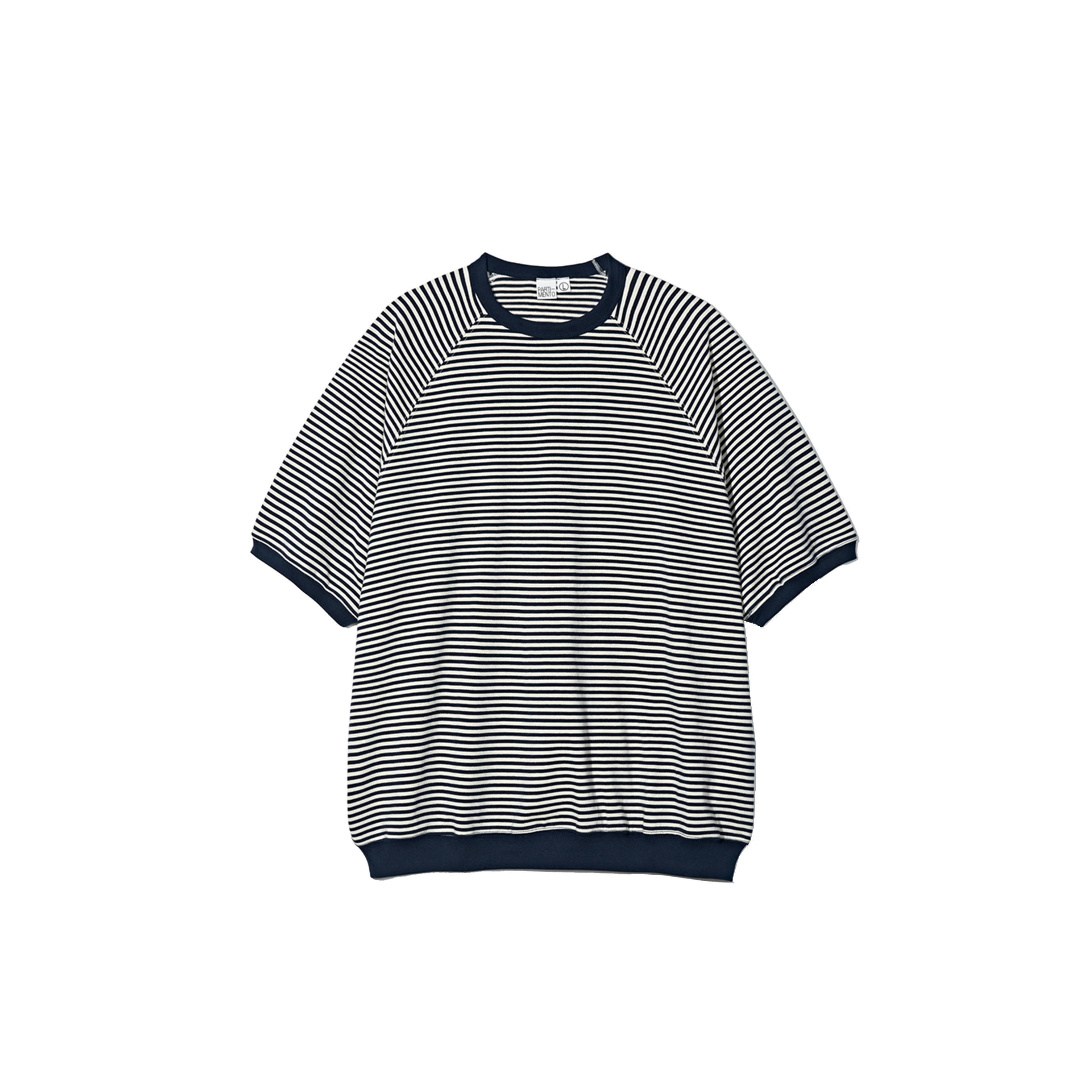Partimento Stripe Pullover Half Tee - Navy