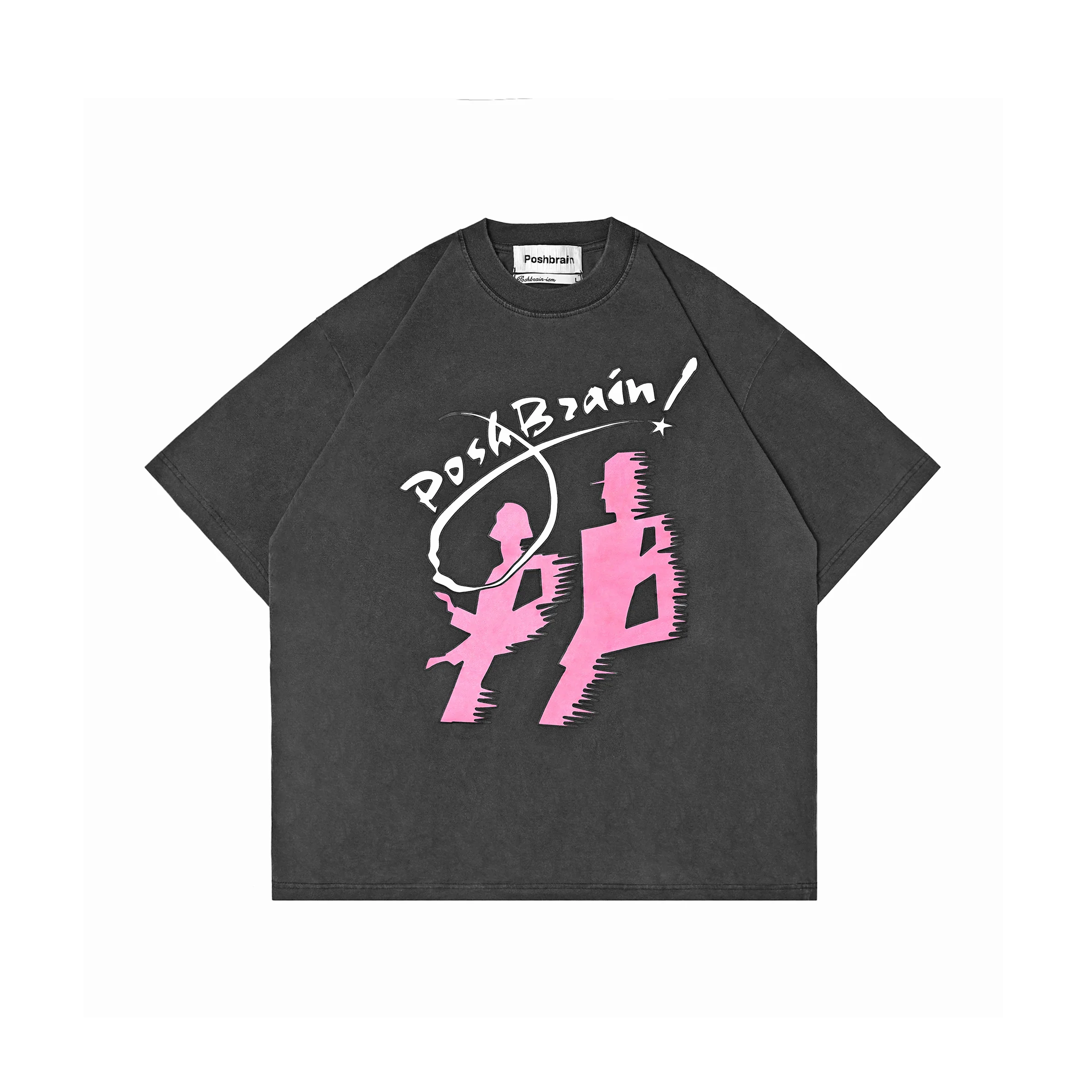 POSHBRAIN SEINS WASHED TEE - GRAY WASHED
