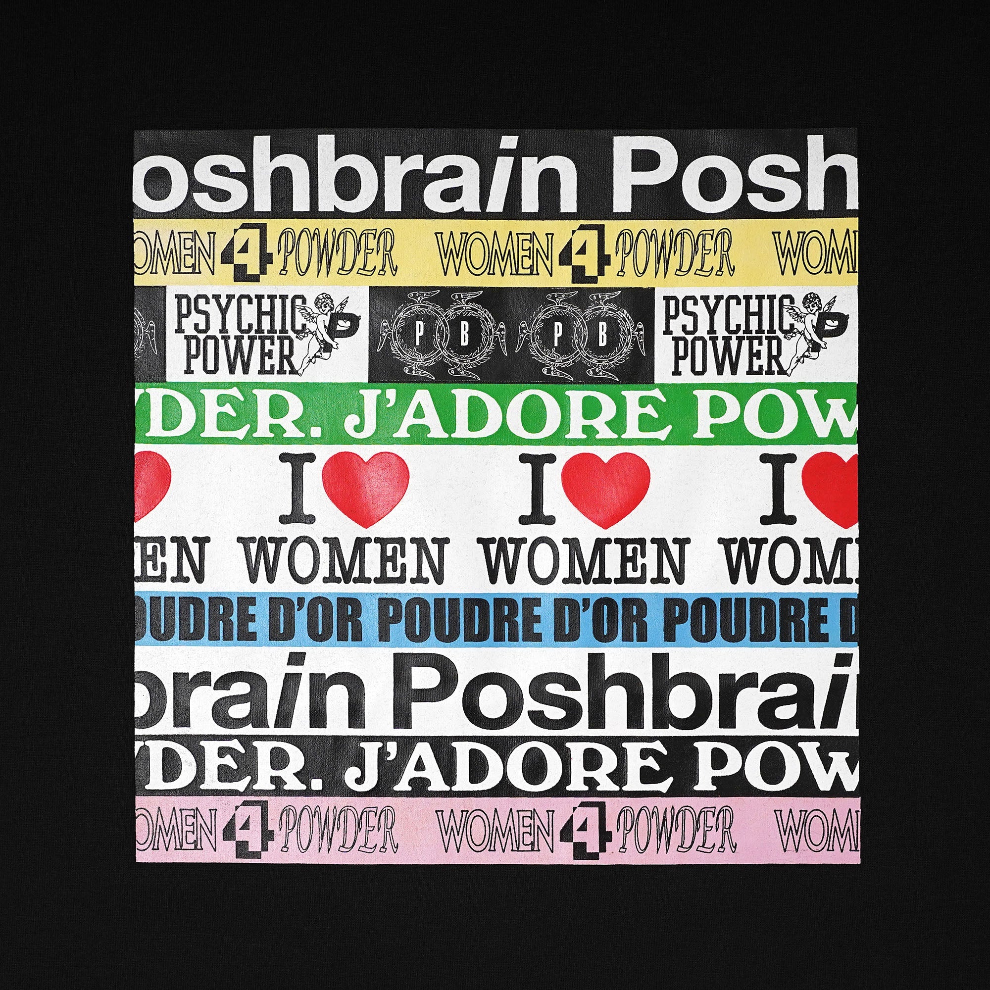 POSHBRAIN TEXTING TEE - BLACK