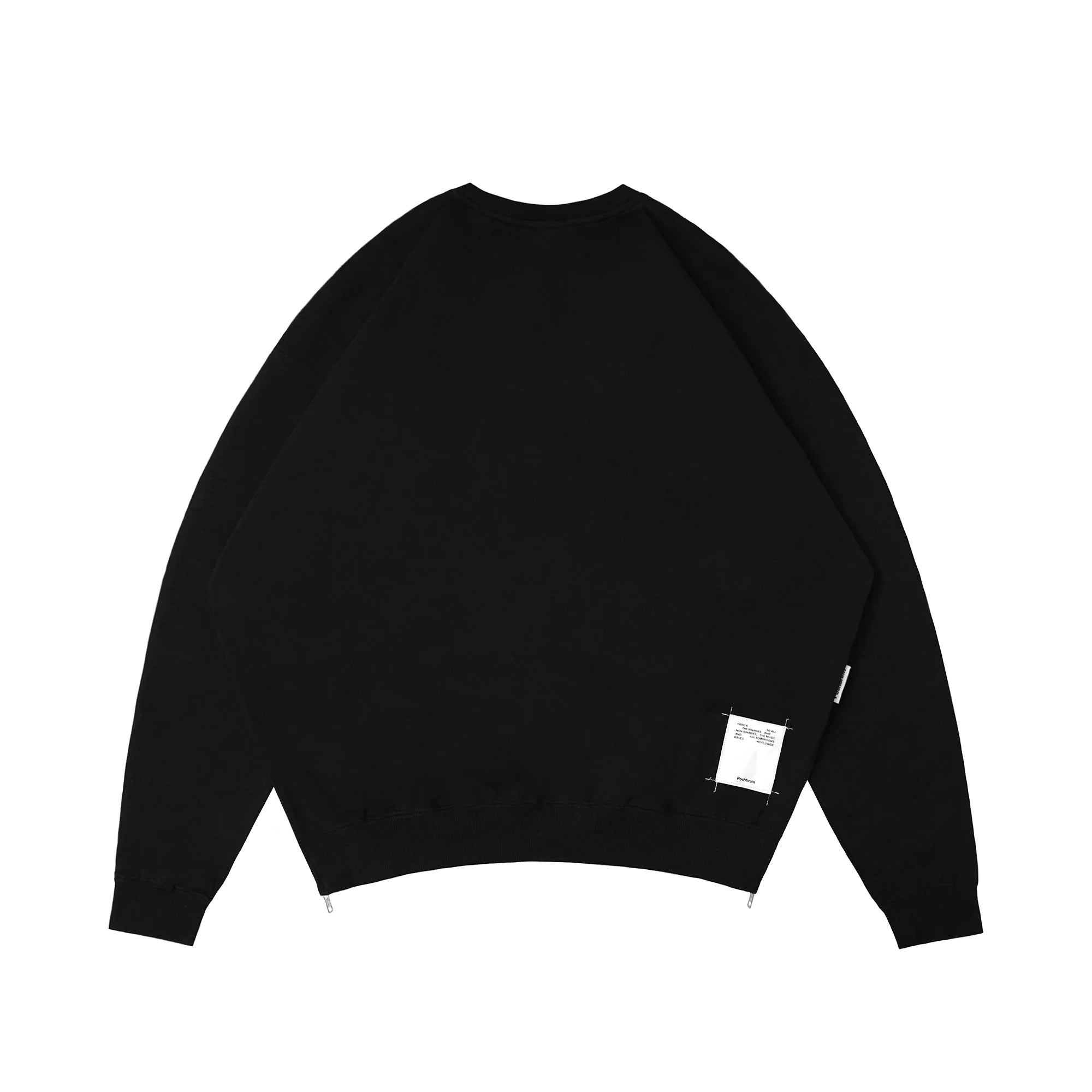 POSHBRAIN WORKS SIDE ZIPPER CREWNECK - BLACK
