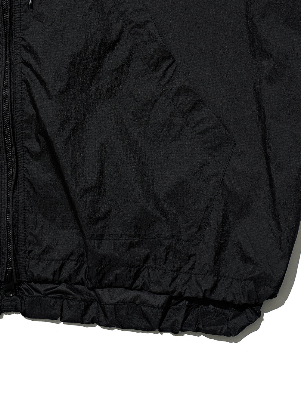 Partimento - Puckering Sheer Hood Zip-up Black