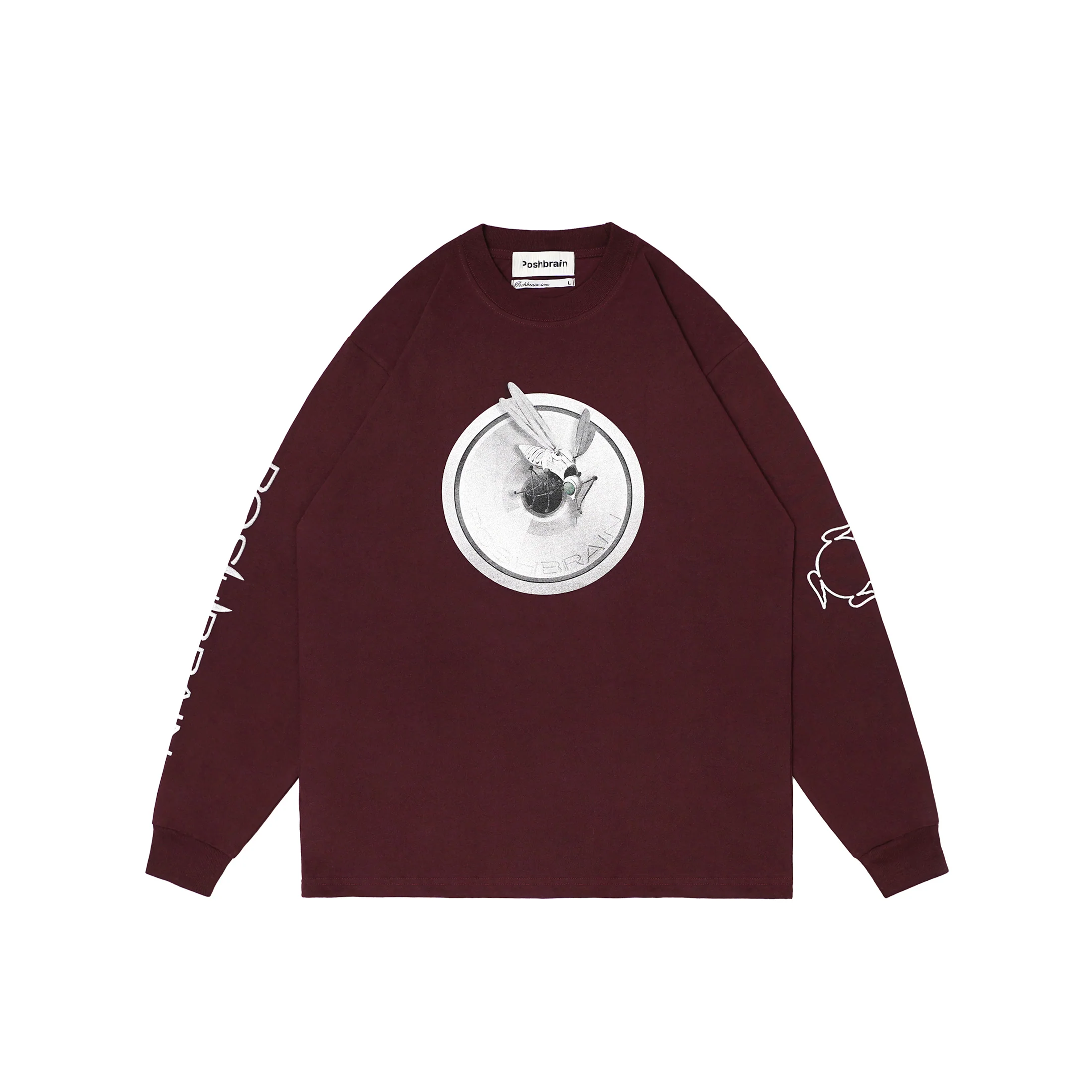 POSHBRAIN DISSC LONGSLEEVE TEE - BURGUNDY