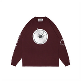 POSHBRAIN DISSC LONGSLEEVE TEE - BURGUNDY