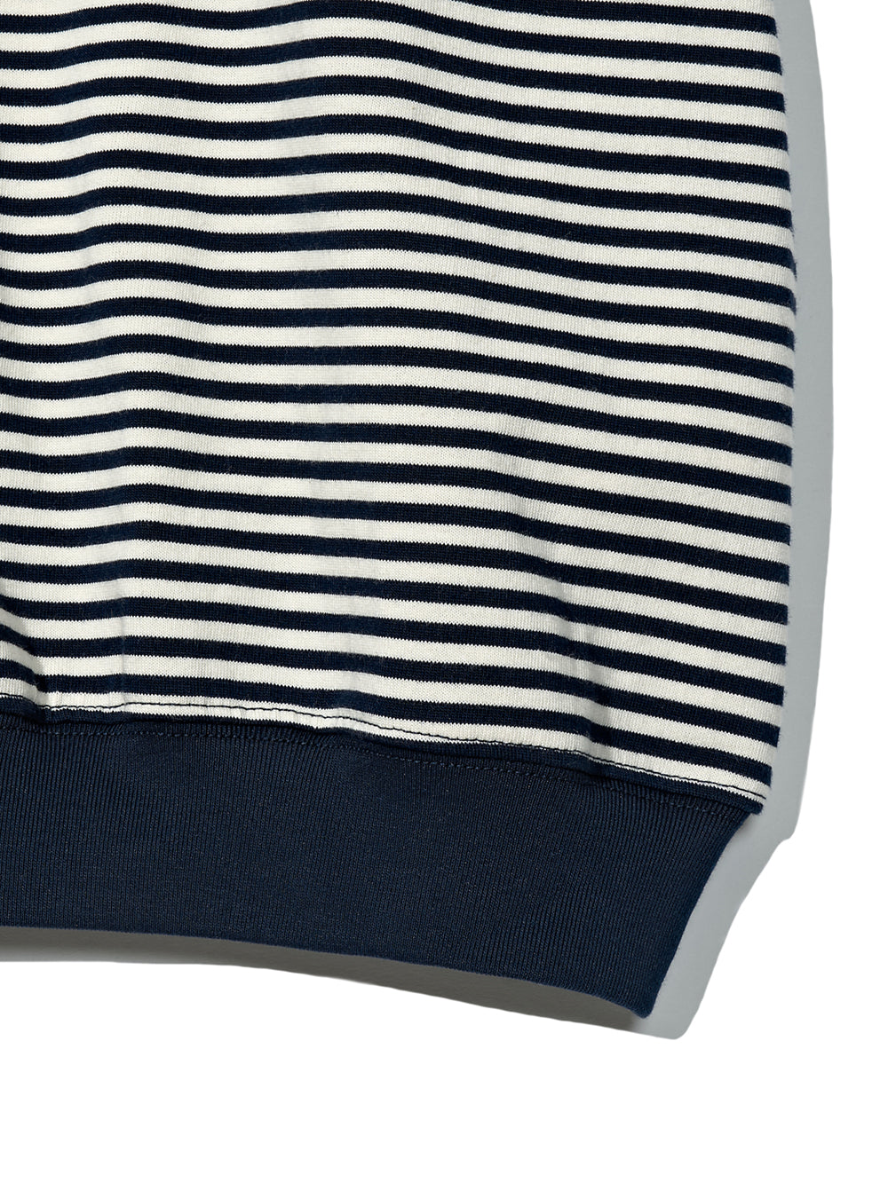 Partimento Stripe Pullover Half Tee - Navy