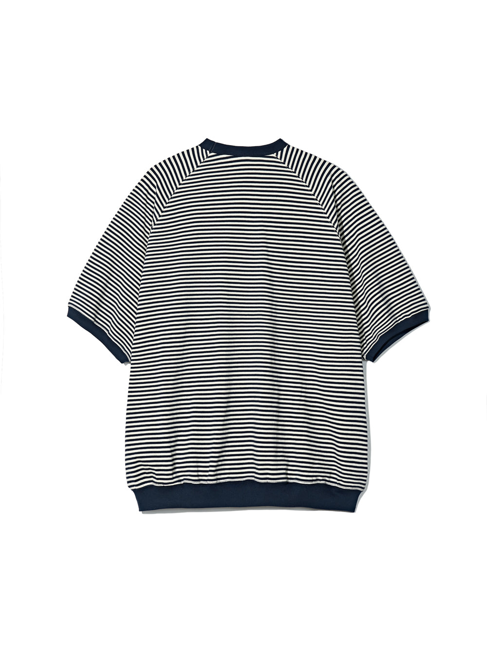 Partimento Stripe Pullover Half Tee - Navy