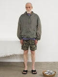 Partimento - Puckering Sheer Hood Zip-up Khaki