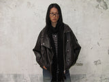 Partimento Vintage Leather Bomber Jacket Dark Brown