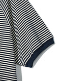 Partimento Stripe Pullover Half Tee - Navy