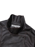 Partimento Vintage Leather Bomber Jacket Dark Brown