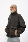 Partimento Leather Boa Fleece Mouton Jacket Brown