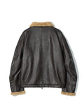 Partimento Leather Boa Fleece Mouton Jacket Brown