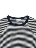 Partimento Stripe Pullover Half Tee - Navy