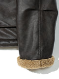 Partimento Leather Boa Fleece Mouton Jacket Brown