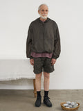 Partimento Puckering Sheer Hood Zip-up Charcoal
