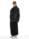 Partimento Vintage Leather Bomber Jacket Black