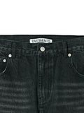 Partimento Wide Cut Off Denim Pants - Gray