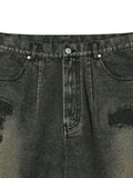 Partimento Destroyed Washed-Out Denim Half Pants - Black