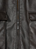 Partimento Leather Boa Fleece Mouton Jacket Brown