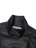 Partimento Vintage Leather Bomber Jacket Black