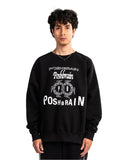 POSHBRAIN WORKS SIDE ZIPPER CREWNECK - BLACK