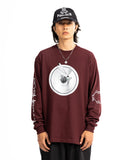 POSHBRAIN DISSC LONGSLEEVE TEE - BURGUNDY