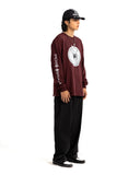 POSHBRAIN DISSC LONGSLEEVE TEE - BURGUNDY