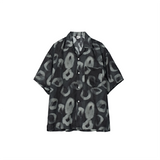 Partimento Leopard Graffiti Open Collar Shirts - Black