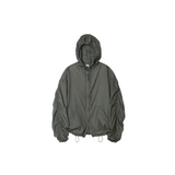 Partimento - Puckering Sheer Hood Zip-up Khaki