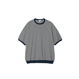 Partimento Stripe Pullover Half Tee - Navy