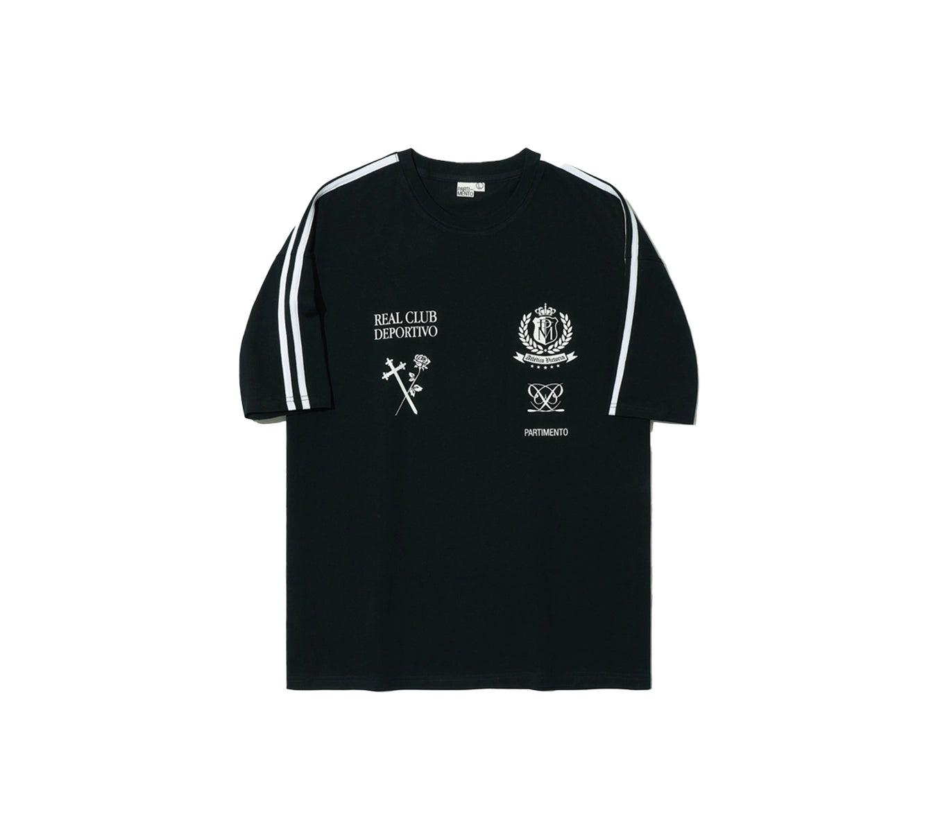 Partimento Striped Football T-shirt - Black - S - T-Shirts