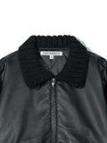 Partimento Handmade Knit Collar Leather Quilted Jumper