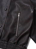 Partimento Vintage Leather Bomber Jacket Dark Brown