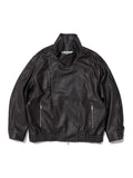 Partimento Vintage Leather Bomber Jacket Dark Brown