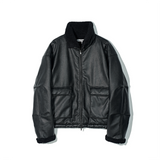 Partimento Leather Boa Fleece Mouton Jacket Black
