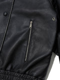 Partimento Vintage Leather Bomber Jacket Black