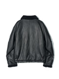Partimento Leather Boa Fleece Mouton Jacket Black