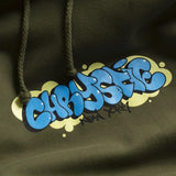 Chrystie NYC Bubble Graffiti Logo Hoodie / Army Green - SUPERCONSCIOUS BERLIN