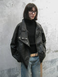Partimento Vintage Leather Bomber Jacket Black