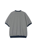 Partimento Stripe Pullover Half Tee - Navy