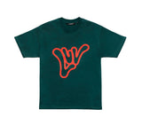 Lost Utopian Visions T-shirt met LUV-logo - Groen/Rood