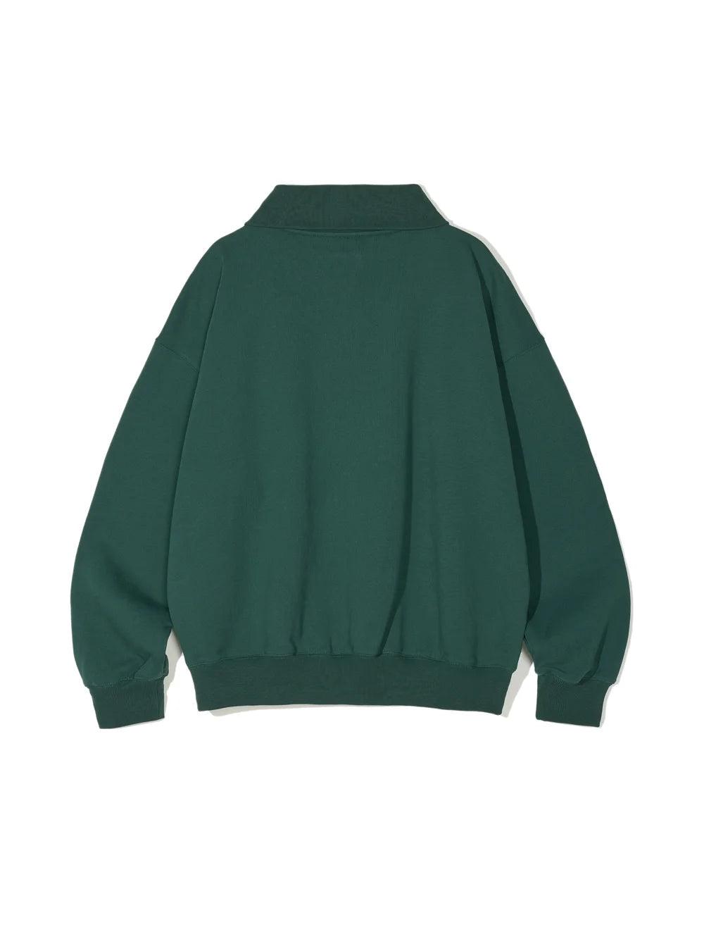 Partimento Collar Zip-up Pullover Sweatshirt - Green -