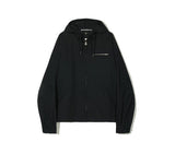 Partimento Cotton Hoodie Jacket - Black