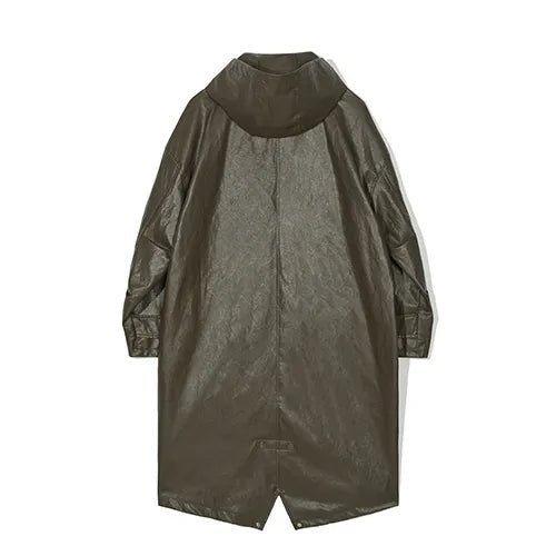 Partimento [Vegan Leather] Oversize Duffle Long Coat - Brown - SUPERCONSCIOUS BERLIN